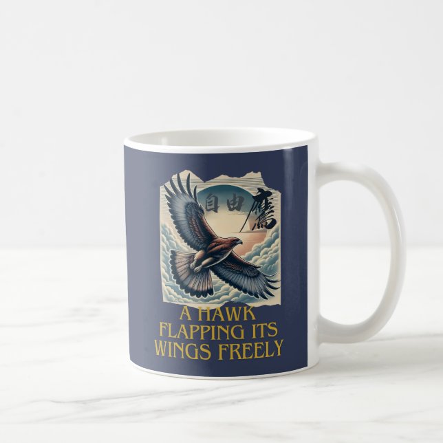 A powerful flying hawk symbolizing freedom coffee mug (Right)