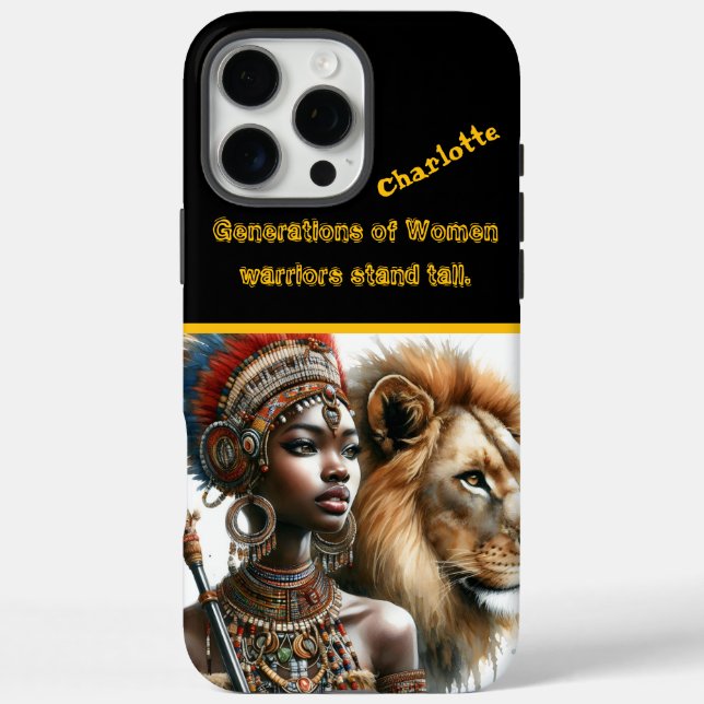 A powerful warrior stands with a majestic lion Case-Mate iPhone case (Back)