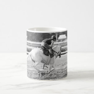 A Powerful White Thoroughbred at Saratoga. Coffee Mug