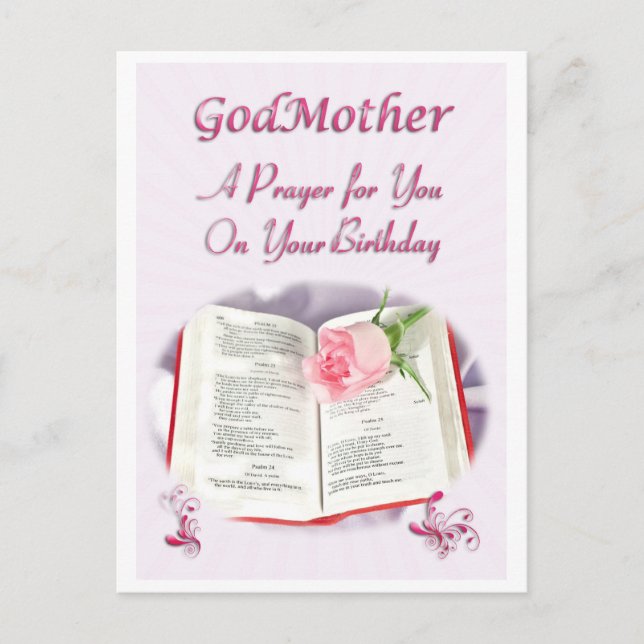 A prayer for a God Mother on her Birthday Postcard (Front)