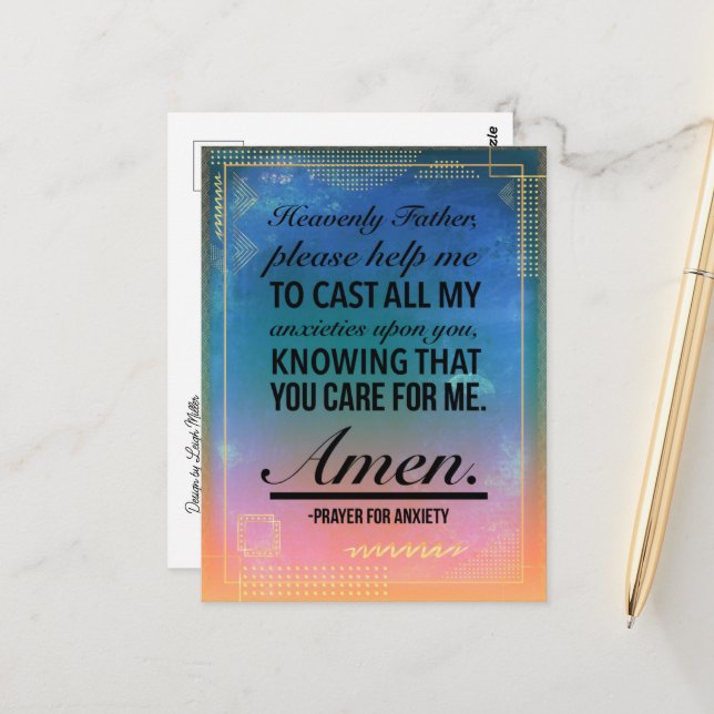 A Prayer for Anxiety Postcard (Front/Back In Situ)