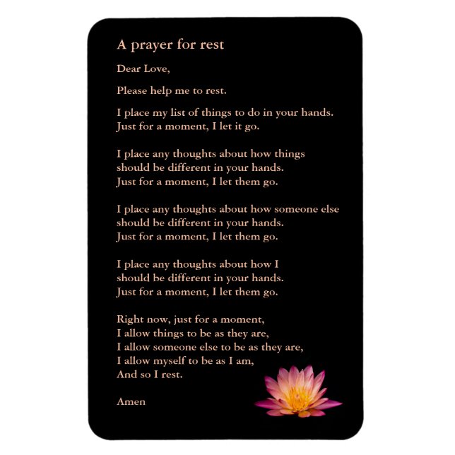 A prayer for rest, Spiritual fridge magnet (Vertical)