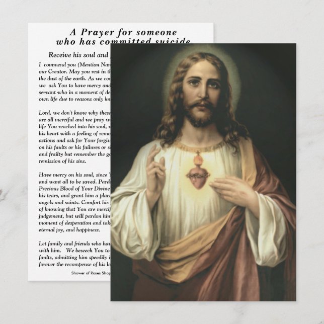 A Prayer for someone who has committed suicide Card (Front/Back)