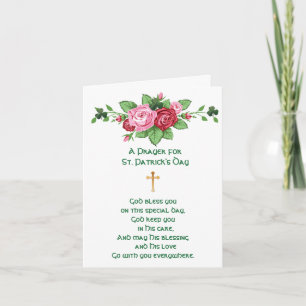 A Prayer for St. Patrick's Day Shamrocks Roses Holiday Card