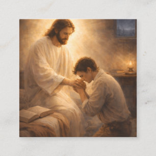 A Prayer on His Knees with Jesus Enclosure Card