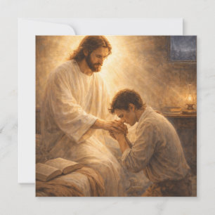 A Prayer on His Knees with Jesus Invitation