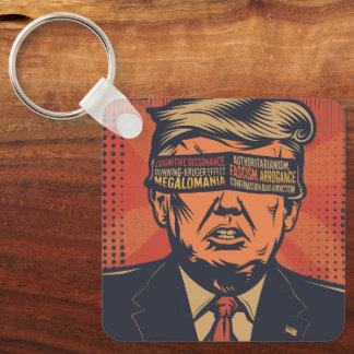 A president blindfolded by mental issues keychain