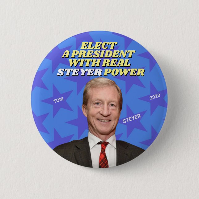 A President with real STEYER Power 2 Inch Round Button (Front)