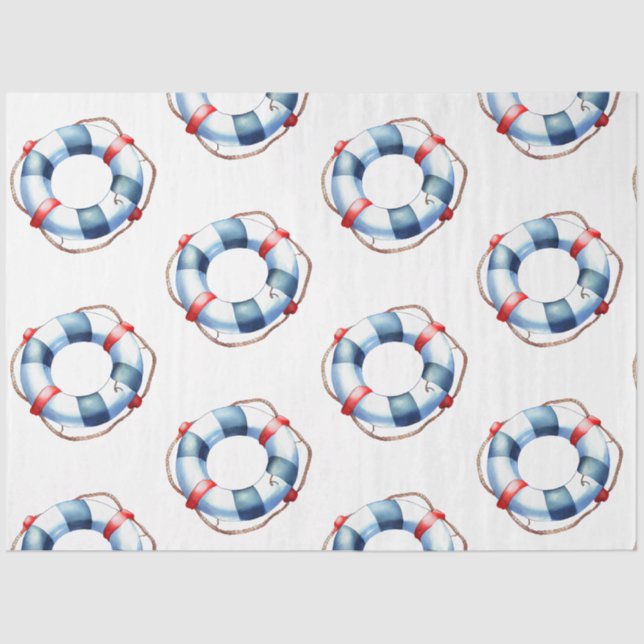 A Pretty Blue Nautical Series Design 5 Tissue Paper (Front)