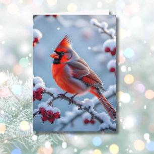A Pretty Cardinal on a Snowy Branch Christmas Card