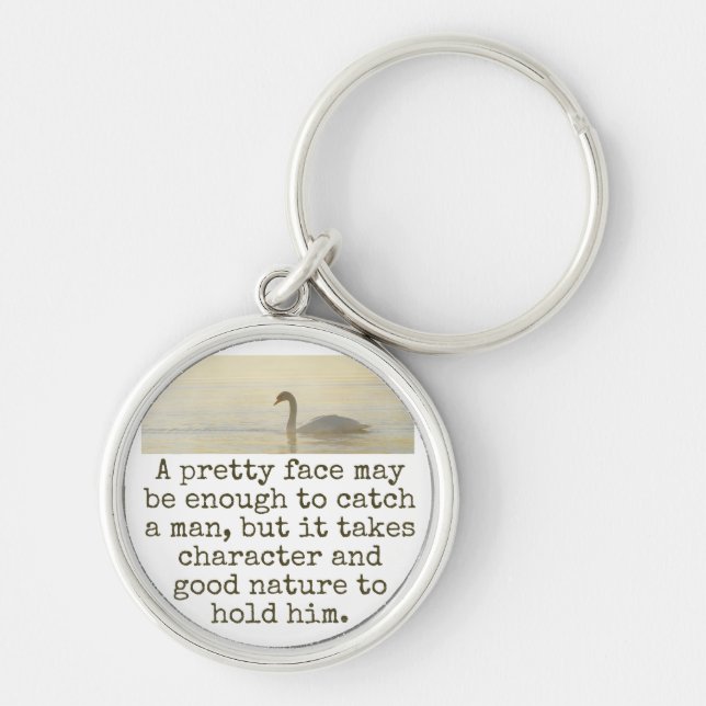 A Pretty Face May Be Enough - Beauty Quote  Keychain (Front)