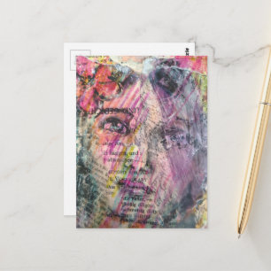 A pretty face mixed media collage postcard