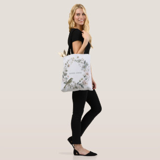 a pretty flower and a little bird tote bag