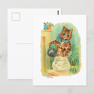 A Pretty Kettle of Fish Louis Wain Cats Postcard