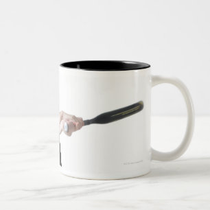 a pretty young caucasian woman is wearing a Two-Tone coffee mug
