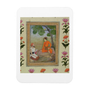 A prince in discussion with a religious man holdin magnet