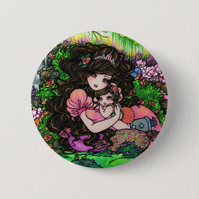 "A Princess is Born" Fantasy Baby Art Hannah Lynn 2 Inch Round Button (Front)