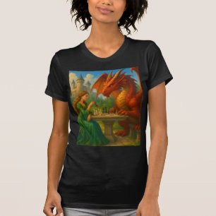 A princess playing chess with a dragon fantasy art T-Shirt
