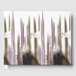 A pristine lake nestled among snow-capped mountain guest book