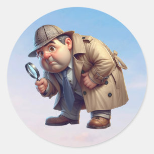 A Private Investigator searching for clues Classic Round Sticker
