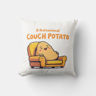A Professional Couch Potato Funny Cute Cartoon Thr Throw Pillow