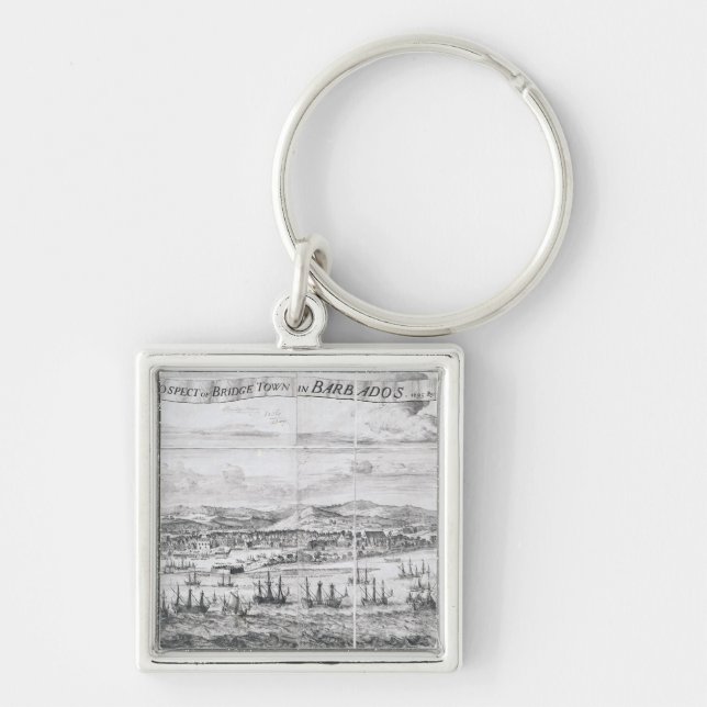 A Prospect of Bridge Town in Barbados Keychain (Front)