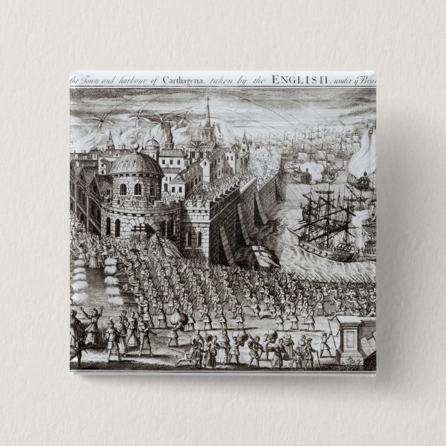 A Prospect of the Town and Harbour 2 Inch Square Button (Front)