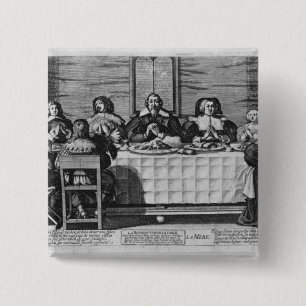 A Protestant family blessing the meal 2 Inch Square Button