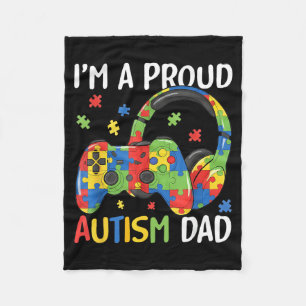 a Proud Autism Dad Autism Awareness Video Game Fleece Blanket