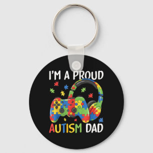 a Proud Autism Dad Autism Awareness Video Game Keychain