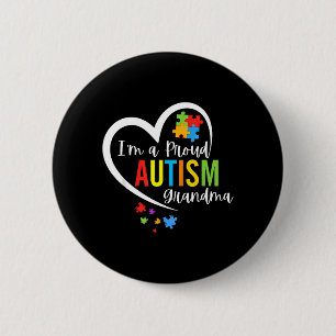 A Proud Grandma Love Heart Autism Awareness Puzzle 2 Inch Round Button