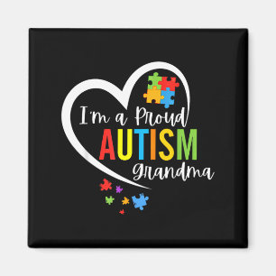 A Proud Grandma Love Heart Autism Awareness Puzzle Magnet