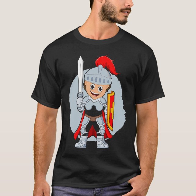 A proud little knight from the Medieval with sword T-Shirt (Front)