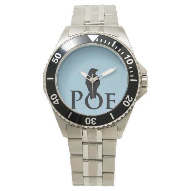 A proud raven is sitting on the POE. Watch (Front)