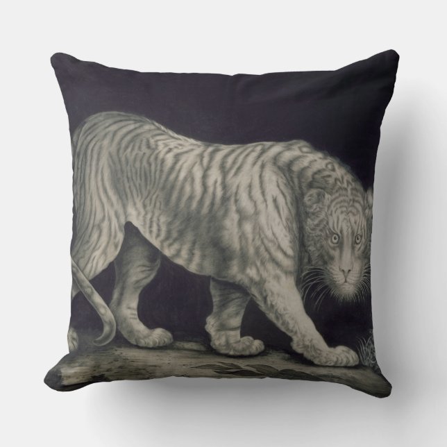 A Prowling Tiger (pencil on paper) Throw Pillow (Front)