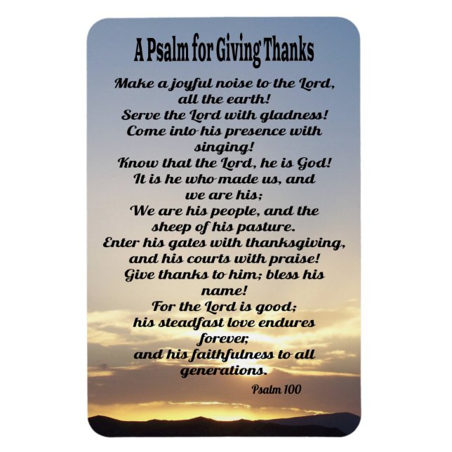 A Psalm for Giving Thanks-Psalm 100 Magnet (Vertical)