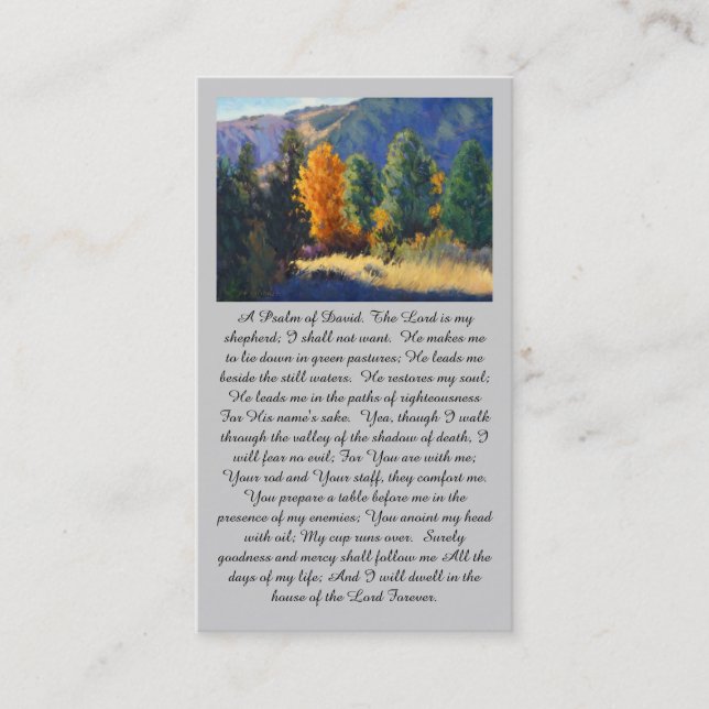 "A Psalm of David” Peace & Comfort Prayer Card (Front)