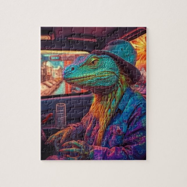 A psychedelic lizard in a vehicle  jigsaw puzzle (Vertical)