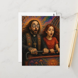 A Psychedelic priest Roller Coaster Ride Postcard