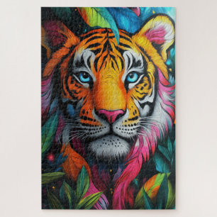 A psychedelic tiger jigsaw puzzle