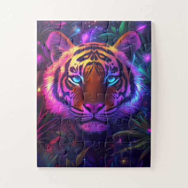 A psychedelic tiger jigsaw puzzle (Vertical)