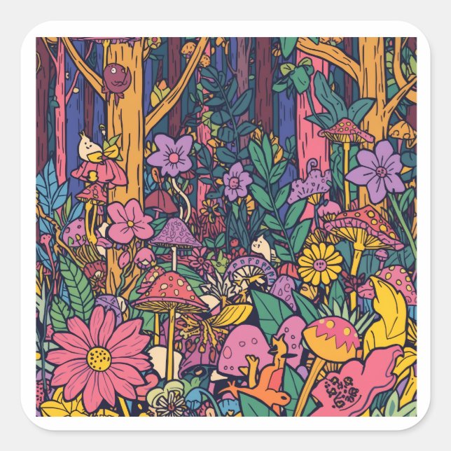 A psychedelic woodland Sticker (Front)