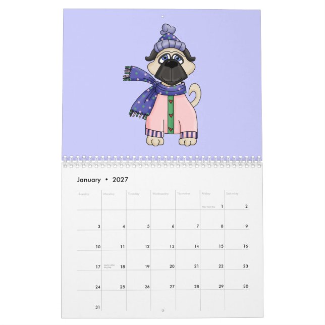A Pug For All Seasons Calendar (Jan 2027)