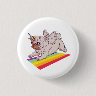A Pugicorn 1 Inch Round Button