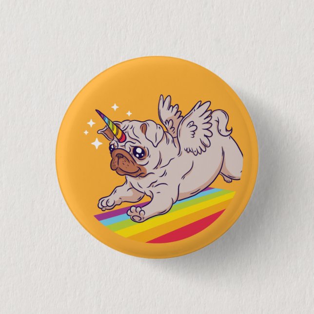A Pugicorn 1 Inch Round Button (Front)