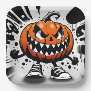 A Pumpkin Takes Life Paper Plate