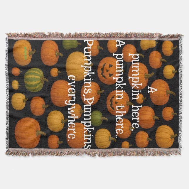 A pumpkin throw blanket (Front)