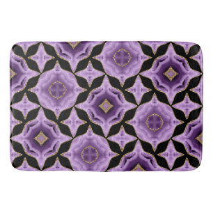 A purple amethyst gold and black abstract bath mat