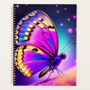 a purple and pink butterfly planner
