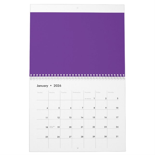 a purple background with a white border calendar (Jan 2026)